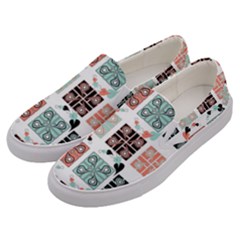 Mint Black Coral Heart Paisley Men s Canvas Slip Ons by Grandong