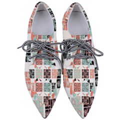 Mint Black Coral Heart Paisley Pointed Oxford Shoes by Grandong