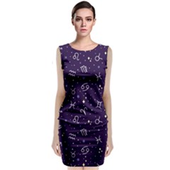 Vector Seamless Dark Zodiac Sign Star Symbol Pattern Classic Sleeveless Midi Dress by Grandong