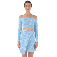 Dentist Blue Seamless Pattern Off Shoulder Top With Skirt Set by Grandong