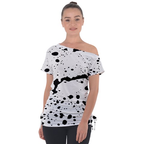 Monochrome Mirage  Off Shoulder Tie-up Tee by dflcprintsclothing