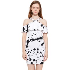 Monochrome Mirage  Shoulder Frill Bodycon Summer Dress by dflcprintsclothing