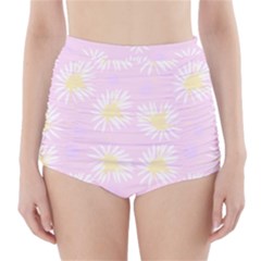 Mazipoodles Bold Daisies Pink High-waisted Bikini Bottoms by Mazipoodles