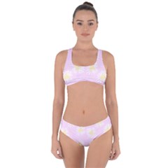 Mazipoodles Bold Daisies Pink Criss Cross Bikini Set by Mazipoodles