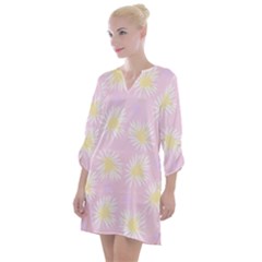 Mazipoodles Bold Daisies Pink Open Neck Shift Dress by Mazipoodles