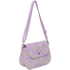 Mazipoodles Bold Daisies Pink Saddle Handbag by Mazipoodles