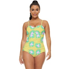 Mazipoodles Bold Daises Yellow Retro Full Coverage Swimsuit by Mazipoodles