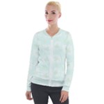 Mazipoodles Bold Daisies Spearmint Velvet Zip Up Jacket