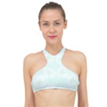 Mazipoodles Bold Daisies Spearmint High Neck Bikini Top