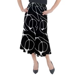 Mazipoodles Neuro Art - Black White Midi Mermaid Skirt by Mazipoodles