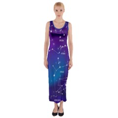 Realistic Night Sky With Constellations Fitted Maxi Dress by Cowasu