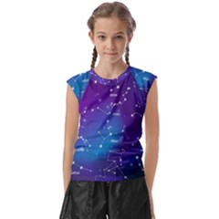 Realistic Night Sky With Constellations Kids  Raglan Cap Sleeve Tee by Cowasu