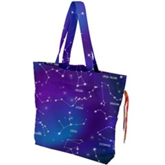 Realistic Night Sky With Constellations Drawstring Tote Bag by Cowasu