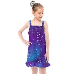 Realistic Night Sky With Constellations Kids  Overall Dress by Cowasu