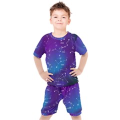 Realistic Night Sky With Constellations Kids  Tee And Shorts Set by Cowasu