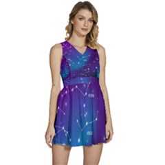 Realistic Night Sky With Constellations Sleeveless High Waist Mini Dress by Cowasu