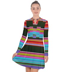 Horizontal Line Colorful Long Sleeve Panel Dress by Grandong