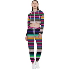 Horizontal Lines Colorful Cropped Zip Up Lounge Set by Grandong