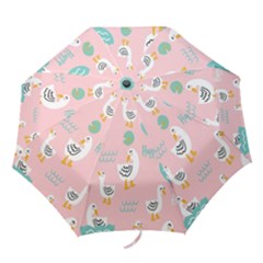 Cute Happy Duck Gift Card Design Seamless Pattern Template Folding Umbrellas by pakminggu