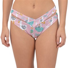 Cute Happy Duck Gift Card Design Seamless Pattern Template Double Strap Halter Bikini Bottoms