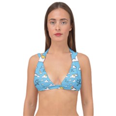 Sky Pattern Double Strap Halter Bikini Top