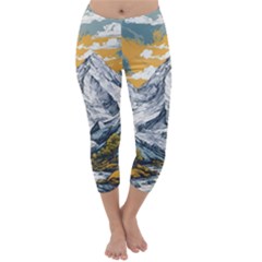 Nature Mountains Landscape Forest Capri Winter Leggings  by Ravend