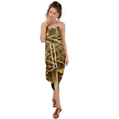 Landscape Mountains Forest Trees Nature Waist Tie Cover Up Chiffon Dress