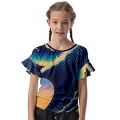 Japanese Japan Waves Sea Ocean Kids  Cut Out Flutter Sleeves by uniart180623