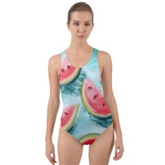 Watermelon Fruit Juicy Summer Heat Cut-out Back One Piece Swimsuit by uniart180623