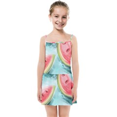Watermelon Fruit Juicy Summer Heat Kids  Summer Sun Dress by uniart180623