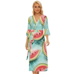 Watermelon Fruit Juicy Summer Heat Midsummer Wrap Dress by uniart180623