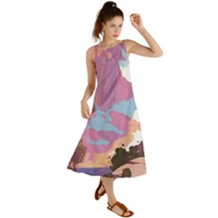 Pink Mountains Grand Canyon Psychedelic Mountain Summer Maxi Dress