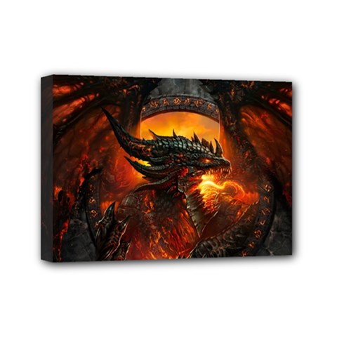 Dragon Art Fire Digital Fantasy Mini Canvas 7  X 5  (stretched)