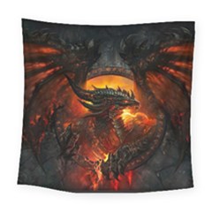 Dragon Art Fire Digital Fantasy Square Tapestry (large) by Bedest