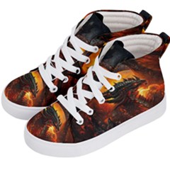Dragon Art Fire Digital Fantasy Kids  Hi-top Skate Sneakers by Bedest