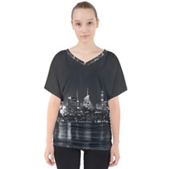 New York Skyline V-neck Dolman Drape Top by Bedest