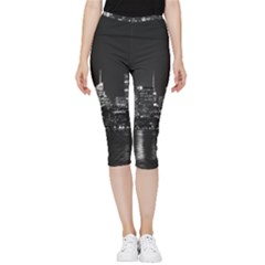 New York Skyline Inside Out Lightweight Velour Capri Leggings  by Bedest