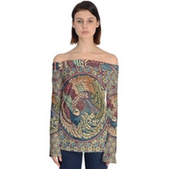 Wings-feathers-cubism-mosaic Off Shoulder Long Sleeve Top