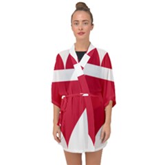 Heart-love-flag-denmark-red-cross Half Sleeve Chiffon Kimono