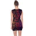 Abstract Red Geometric Lace Up Front Bodycon Dress View2