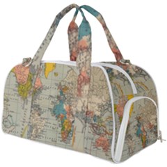 Vintage World Map Burner Gym Duffel Bag by pakminggu