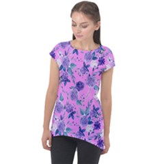 Violet-02 Cap Sleeve High Low Top by nateshop