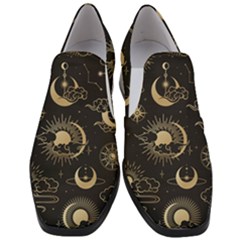 Asian Seamless Pattern With Clouds Moon Sun Stars Vector Collection Oriental Chinese Japanese Korean Women Slip On Heel Loafers by pakminggu
