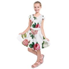 Roses-white Kids  Short Sleeve Dress by nateshop