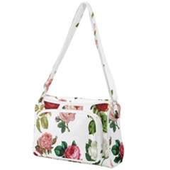 Roses-white Front Pocket Crossbody Bag by nateshop