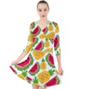 Watermelon -12 Quarter Sleeve Front Wrap Dress View1