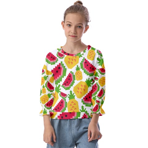 Watermelon -12 Kids  Cuff Sleeve Top by nateshop