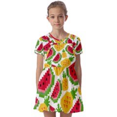 Watermelon -12 Kids  Short Sleeve Pinafore Style Dress by nateshop