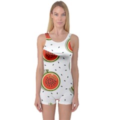 Seamless Background Pattern With Watermelon Slices One Piece Boyleg Swimsuit by pakminggu