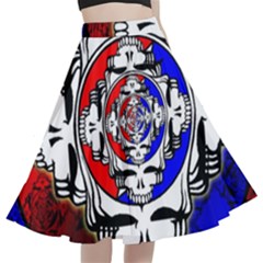 The Grateful Dead A-line Full Circle Midi Skirt With Pocket by Grandong